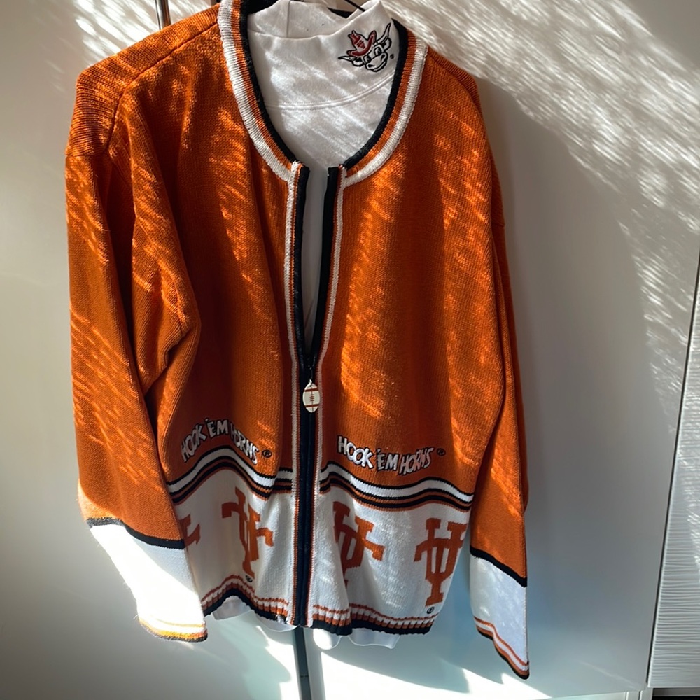 Vintage Burch brows UT Longhorns zip up cardigan and embroidered turtleneck NEW